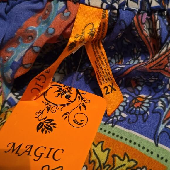 Patchwork Super Flowy New boutique full maxi skirt blue‎ yellow plus Size 2X New - Picture 8 of 8